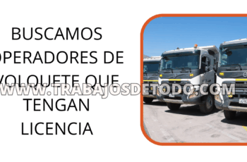 Buscan operadores con disponibilidad. Tener papeles actualizados