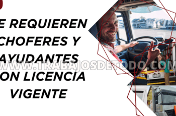 Requerimos choferes y ayudantes con licencia actual